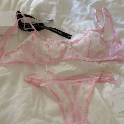 Panty Bra Set Francesa Mesh Ultra-Fino Push Up Minimizador para Seios Grandes Anti-Queda Plus Size Conjunto Sexy BANERDANNI S-XL