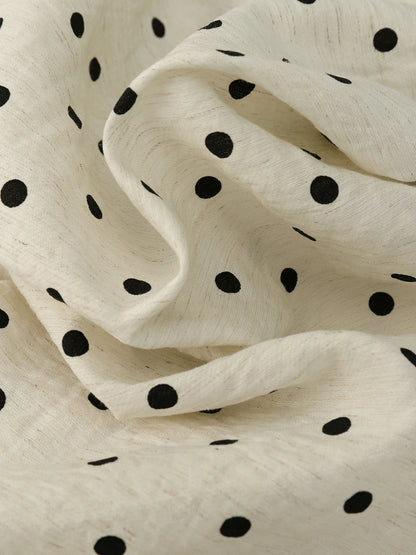 Linen Polka Dot Wide-Leg Pants for Women's Summer, Thin High-Waisted Loose and Laid-Back Style Yamamoto Pants, Casual Straight-L
