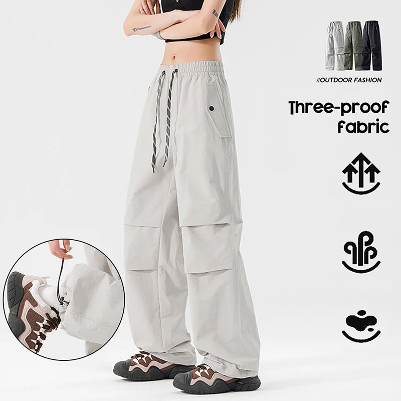 Waterproof Hiking Trousers Women Spring Autumn Elastic Waist Trouser Adjustable Trouser Legs Windproof Pant Outdoor Camping Pant