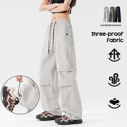 Waterproof Hiking Trousers Women Spring Autumn Elastic Waist Trouser Adjustable Trouser Legs Windproof Pant Outdoor Camping Pant