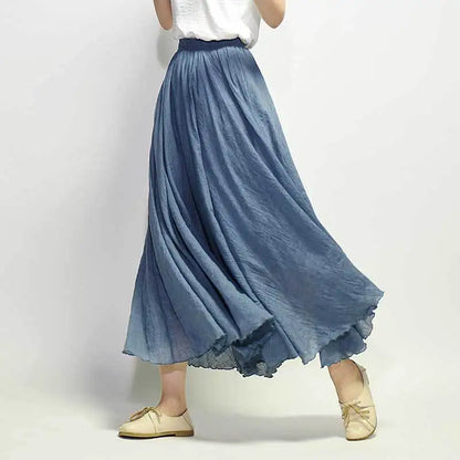 2026 Women Cotton Blending Long Skirts High Waist Good Quality Women Summer Boho Maxi Skirts Brand Faldas Femme Streetwear