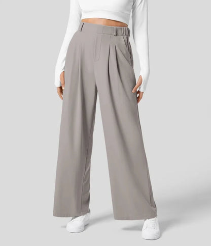 Women's trousers plaid slimming wide-leg pants with pockets high-waisted women's casual slimming wide-leg pants