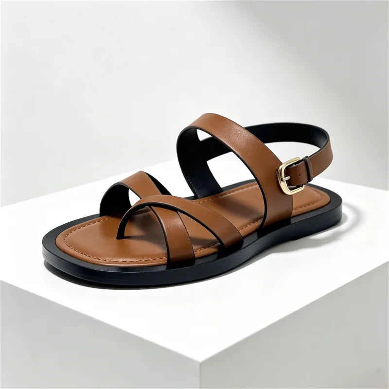 Designer Cross-Strap Flat Sandals Women Summer Non-Slip Comfortable Beach Shoes Fashion Front & Rear Strap Sandalias De Mujer