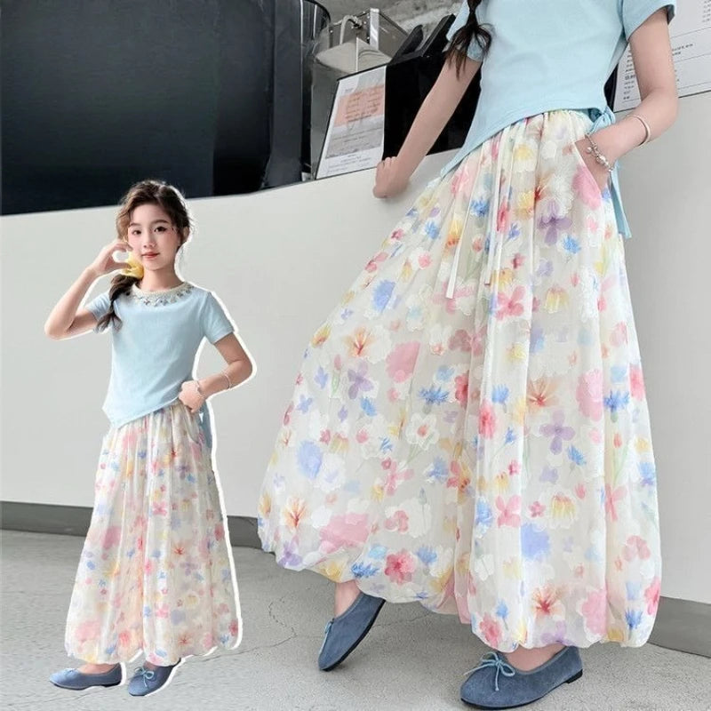 Girls' Summer Clothes Girls' Set Child House Clothing T-shirts for Children Teenagers Cotton Kids Girl Children's Girly Sets Top