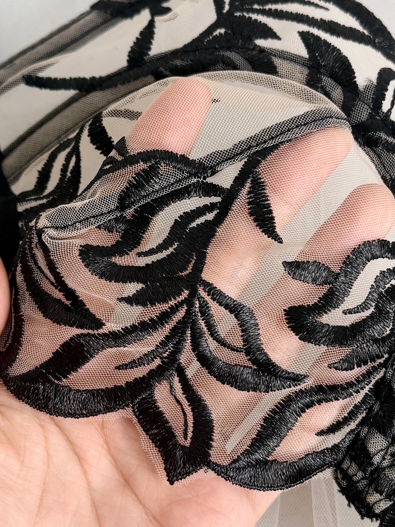 Women Black Floral Embroidery Lingerie Set Sheer Mesh Underwire Bra Side Tie Thong 2 Piece Sexy Transparent Intimate Outfit