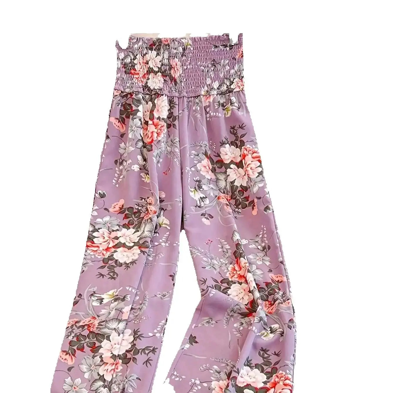 2026 Casual and Elegant Bohemian Style Wide Leg Elastic Waist Printed Loose and Comfortable Pants Wide Leg Pants