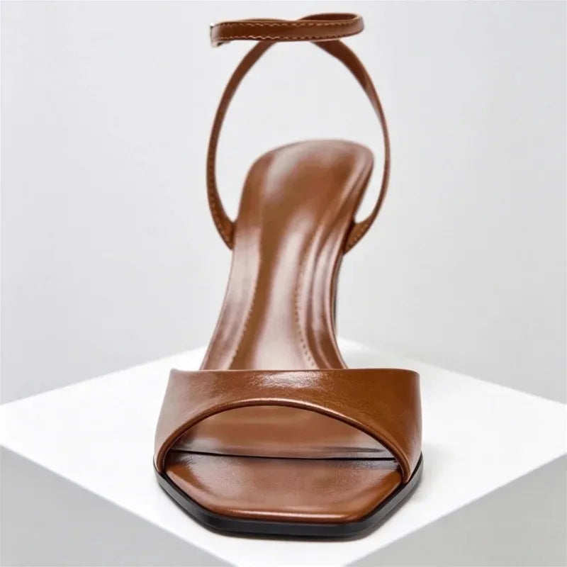 Luxury Gold Patent Leather Brand High Heel Sandal Women Fashion Ankle Buckle Thin Heel Designer Shoe Elegant Party Evening Shoes