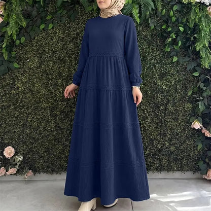 Modest Muslim Abaya Dress ZANZEA Ramadan Robe Women Elegant Long Sleeve Pleated Sundress Dubai Hijab Dresses Eid Kaftan Vestidos