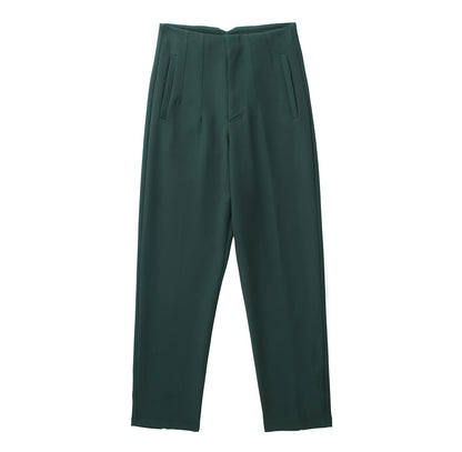 Hot Sale Women Summer Thin Casual Cropped Pants Stretchy Temperament Pleated Slimming Capris Ankle Length High Waisted Trousers