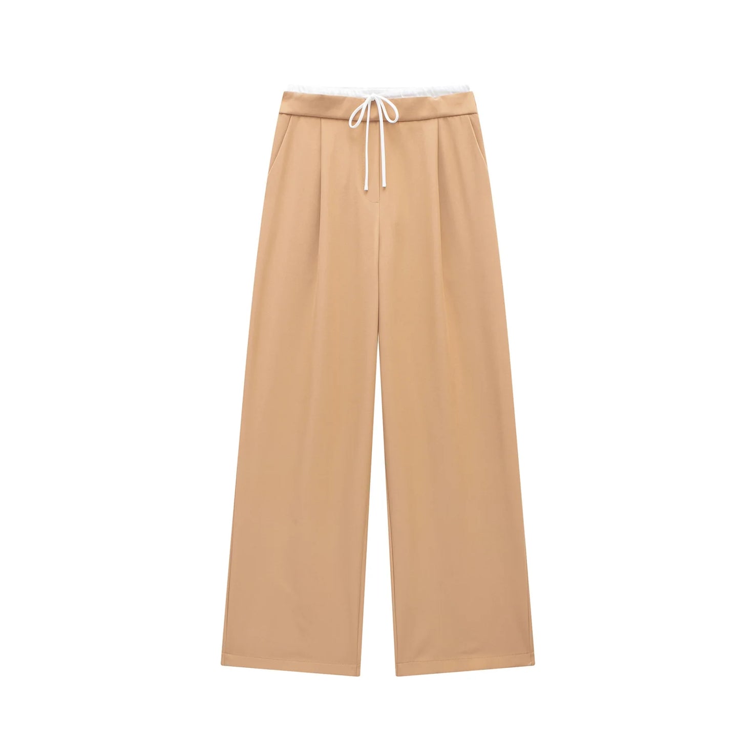 MUJER 2025 Wide Leg Pants for Women High Waist Baggy Pants Woman Summer Pleated Loose Pants Women Streetwear Tied Woman Trousers