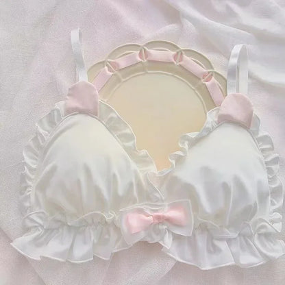 Little White rabbit ears girls underwear  Japanese girls pure desire small chest thin bra without underwire