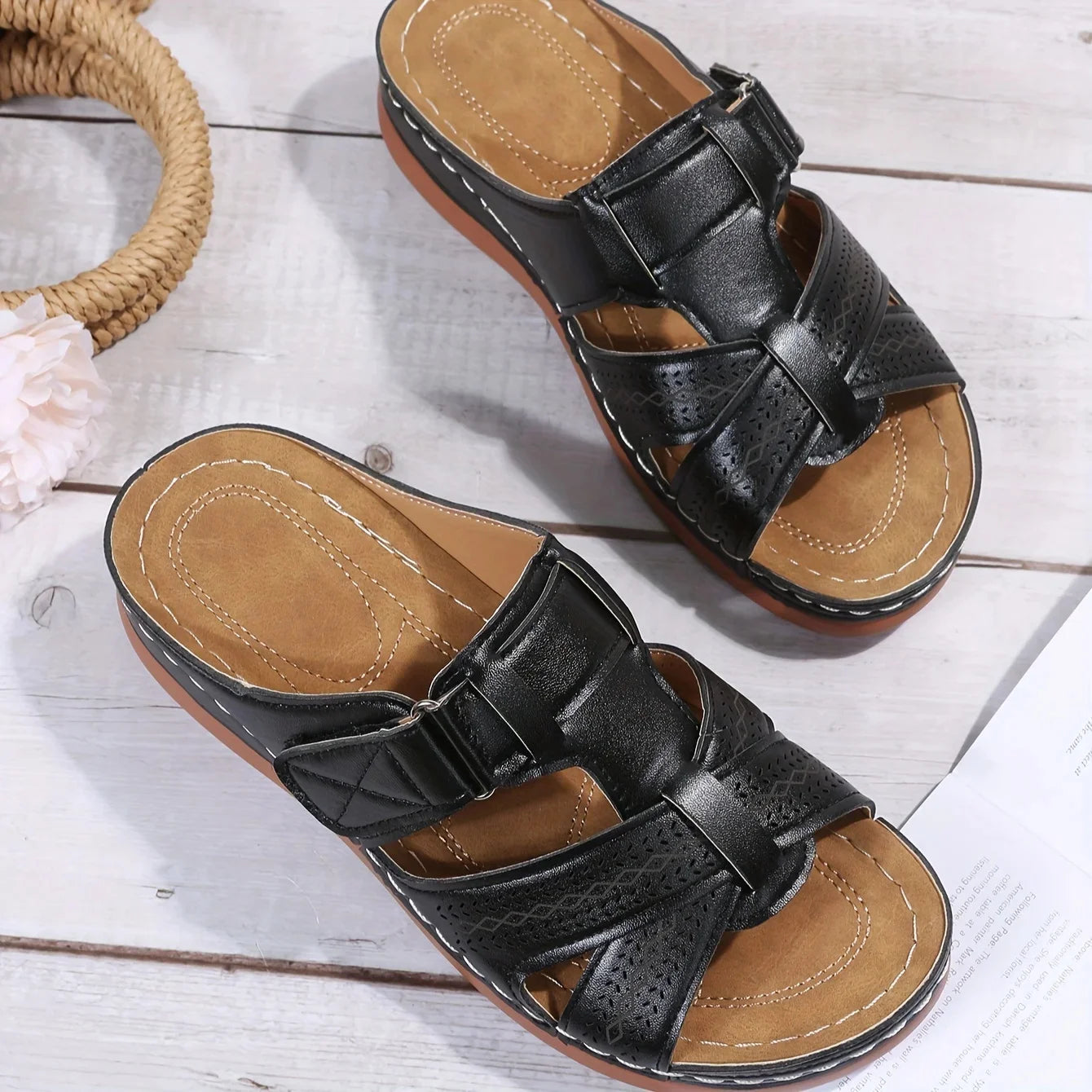 2026 Summer Women Wedge Sandals Premium Orthopedic Open Toe Sandals Vintage Anti-Slip Leather Casual Female Platform Retro Shoes