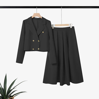 2026 ZANZEA Elegant Women OL Work Dress Sets 2026 Spring Lapel Neck Long Sleeve Shirt Tops Skirt Suit Solid Outfits 2 Piece Sets