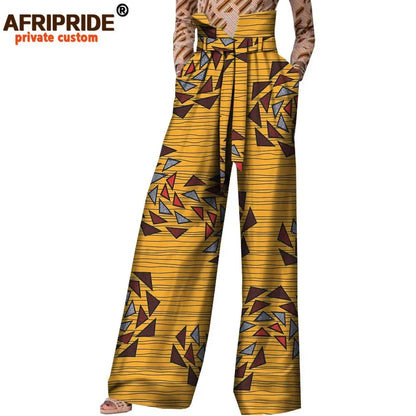 2026African Pants for Women Plus Size Wear Trousers Customzied High Waist Full Length Back Zipper Pants with Sashes A1821002