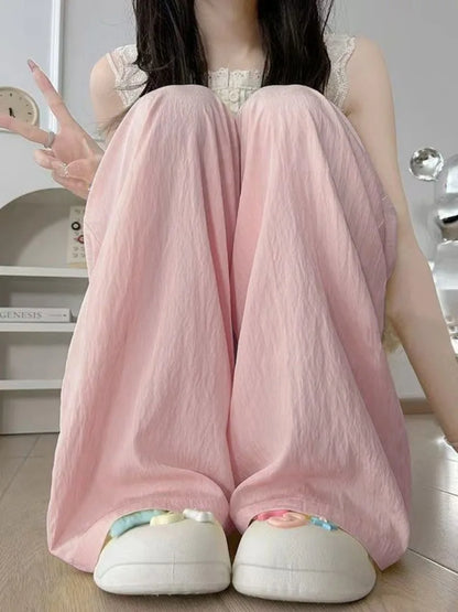 Girls' Ice Silk Mosquito Repellent Loose Fit Wide Leg Pants Cooling Summer Casual Wear for Kids Ages 5-12 Breathable Lightweight