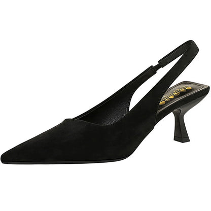 BIGTREE Shoes Kitten Heels 6 CM Suede Women Pumps Pointed Hollow Out High Heels Summer Women Heeled Sandals Comfort Ladies Shoes