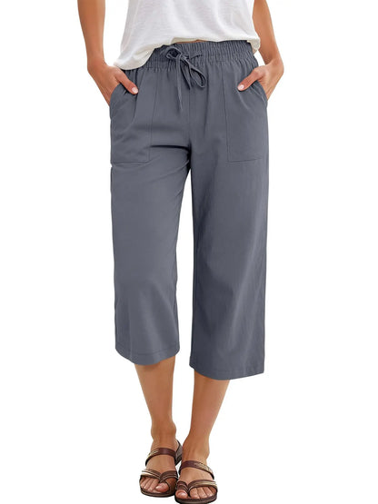 Quick Dry Capri Pants Womens Summer Hiking Cargo Pants 2 Pockets Waterproof Sun UV Protection Knee Length Shorts