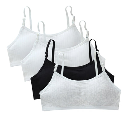 4pcs/Lot Teenage Girls Training Bras Seamless Middle High School Students Vest Bra Kids Children Back Buckle Bra Teens Underwear