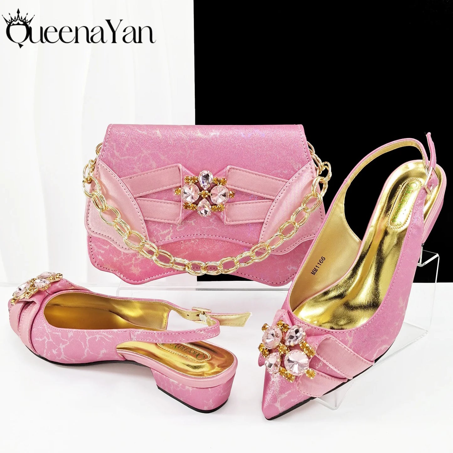 Newest Lemon Green Color Party Weddling Low Heels Pointed Toe Women Shoes and Bag Made of New Bright Materials Comfortable Heels