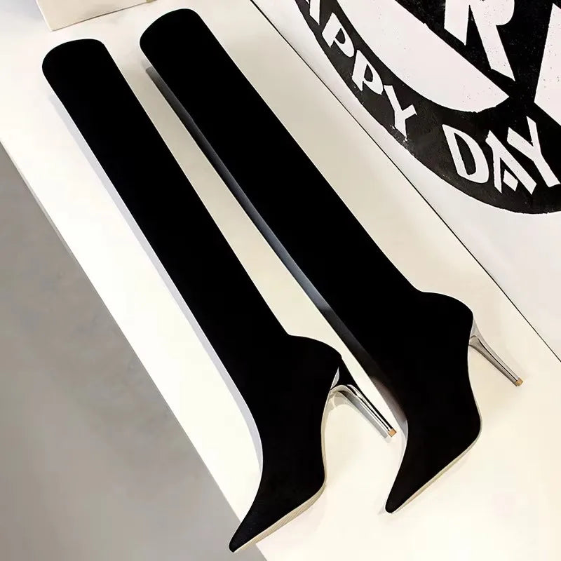 BIGTREE Shoes Stretch Thigh High Boots Women Over The Knee Boots Stiletto Heels Women Long Boots Autumn Winter Boots Ladies shoe