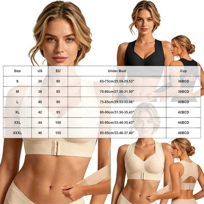 Race Back Corrector Bra For Women Front Closure Wireless Seamless Bra Wide Strap Full Coverage Tank Female Seamless Underwear