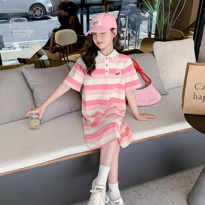 Polo Children's Clothing T-shirt Long Children's Dress 8 To 14 Year Old Girls Clothes From 11 12 Years 4 Girl Summer Kids 10 Up