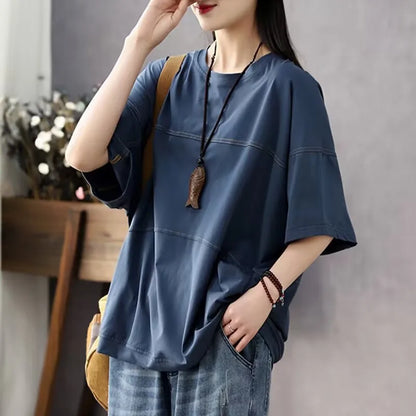 Plus Size Women's Summer Casual Solid Color T-Shirt Loose Office Lady Fashion New Arrival Trendy Comfortable