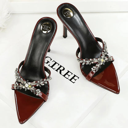 BIGTREE Shoes Open Toe Rhinestones Sandals Women Slippers New Designer Sexy High Heels Sandals Lady Shoes Summer Heeled Sandals
