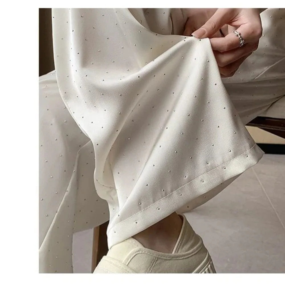 Ladies Summer High Waist Wide Leg Fashion Simplicity Elegant Trend Street Casual New Style Fashionable Temperament Pants