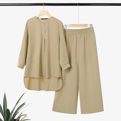 ZANZEA Women 2026 Spring Matching Sets Fahion Long Sleeve Tops Pant Sets Muslim Ramadan Outfits Elegant Solid OL Work Tracksuit