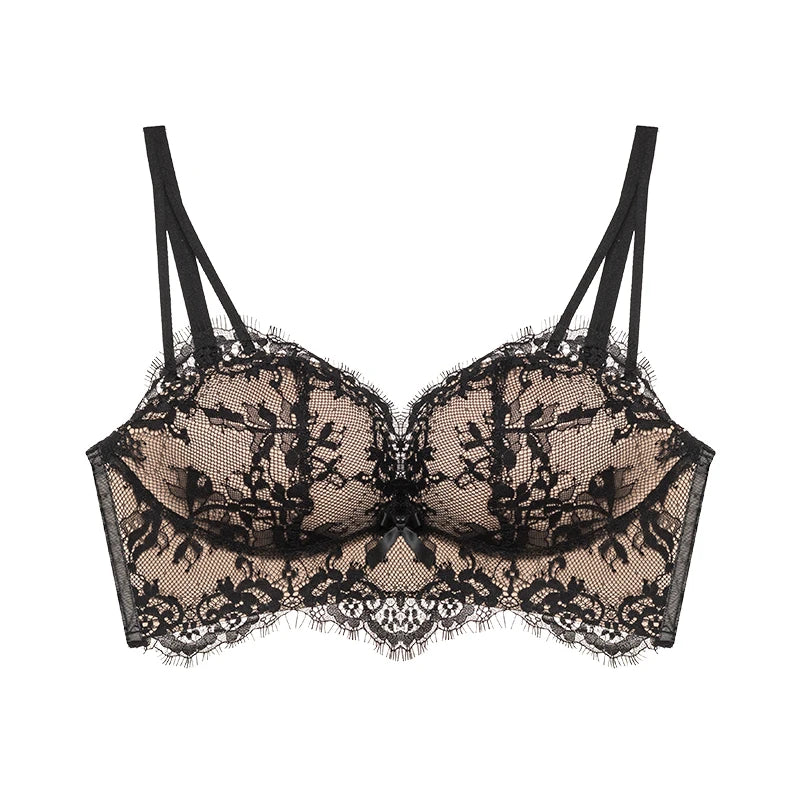 Sexy Victoria‘s Bras Style Push Up Bra Set, French Lace for Small Chest Side Support Anti Sagging MOYISU Sexy Panty & Tushy PP A