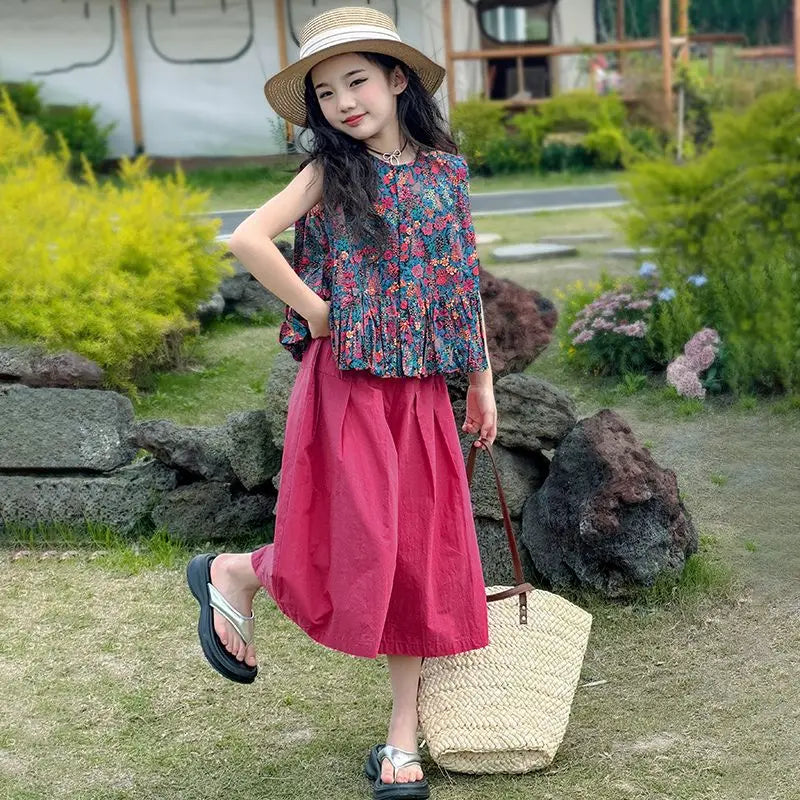 Kids Girl Clothes Summer Suits for Girls 12 14 Years Old Clothing Sets 4 7 Children 11 Korean Children's 2025 Set 8 Year Top Up