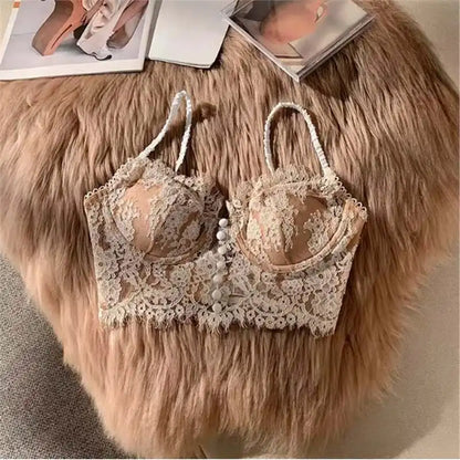 Women Deep U Back Lace Minimizer Bra Soft Underwire Thin Cup Push Up Breathable Sheer Mesh Adjustable Strap Daily Lingerie