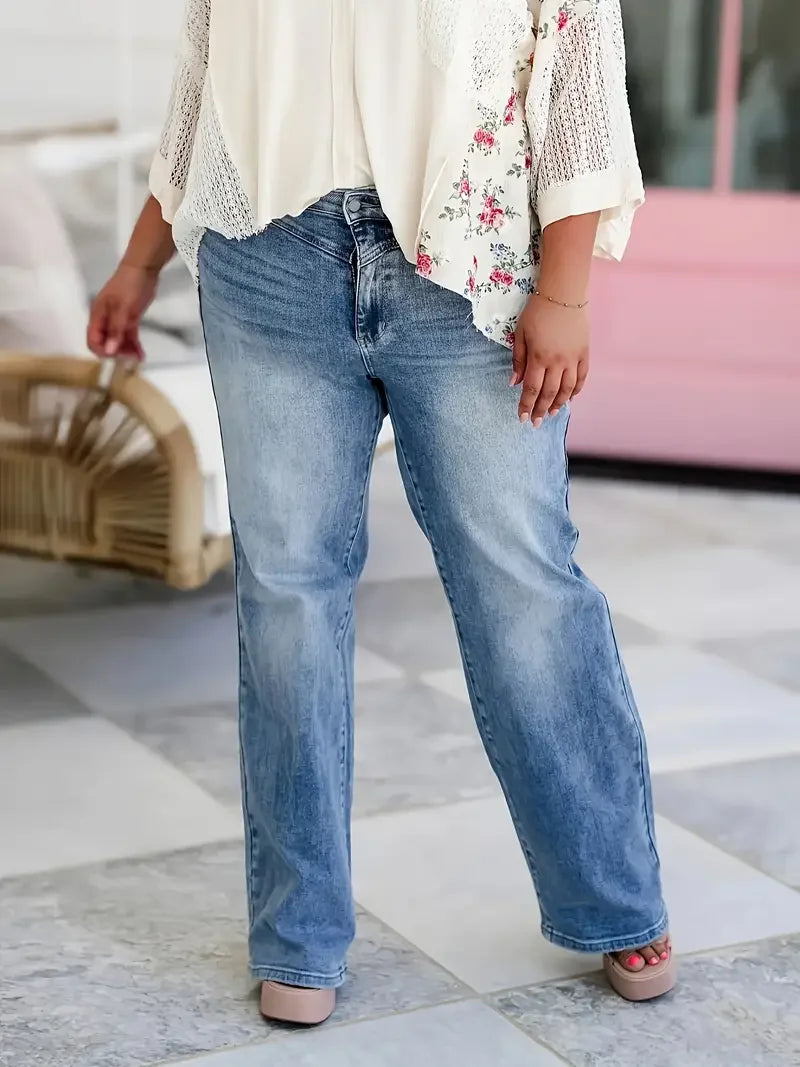 Loose Fit Jeans for Women Baggy Denim Pants Elastic Stretch Comfort Plus Size High Waist Wide Leg Casual Trousers