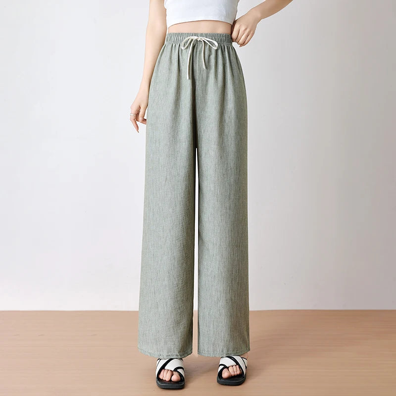 Women's Loose Thin Pants 2026 Casual Classic Solid Color Cool Soft Women's High Elasticity Daily Casual Plus Size Pants