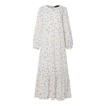 Women Bohemain Printed Maxi Dress ZANZEA Elegant Muslim Abaya Casual Long Sleeve Floral Sundress Kaftan Robe Femme Hijab Vestido
