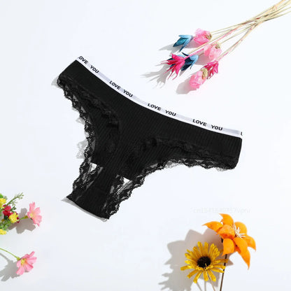 Comfort Breathable Soft Underwear Women's Low-Rise Ribbed Cotton Thongs Panties