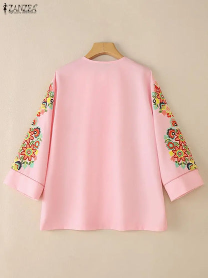 ZANZEA Bohemian Floral Printing Women Cardigan Autumn 2025 O-Neck Long Sleeve Open-Front Kimono Ethnic Style Woman Cover-Up Tops