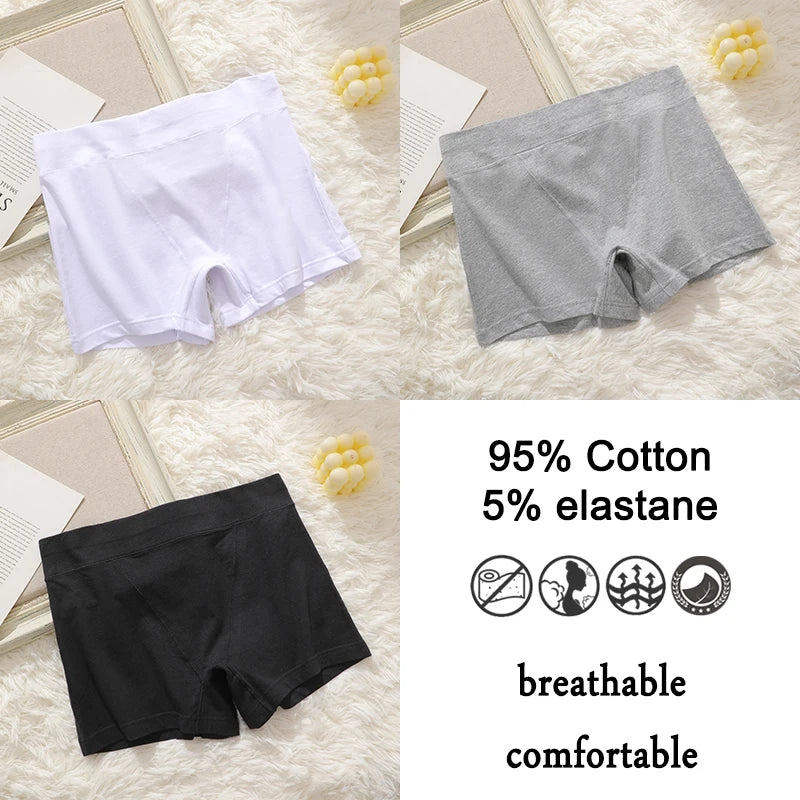 FINETOO 3Pcs Women Sexy Body Shaping Cotton Safety Boxer Shorts Skin Friendly Soft Cotton Fabric Panties Daily Wear Underwear