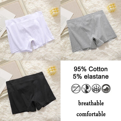 FINETOO 3Pcs Women Sexy Body Shaping Cotton Safety Boxer Shorts Skin Friendly Soft Cotton Fabric Panties Daily Wear Underwear