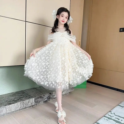 Summer Butterfly Dress Princess Skirt 2025 Girl Clothes 7 8 Years Holiday Girls 3-year-old Dresses Kids Children Girls' Luxury 4