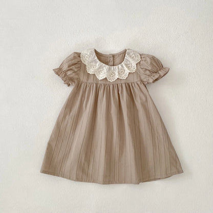 1-6Yrs Kids Baby Dress Summer Girls Sweet Lace Collar Princess Dress New Kids Baby Girls Dress Cotton Children Clothes Dress