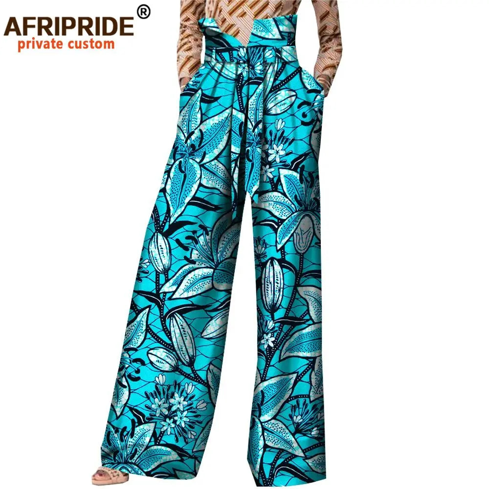 2026African Pants for Women Plus Size Wear Trousers Customzied High Waist Full Length Back Zipper Pants with Sashes A1821002