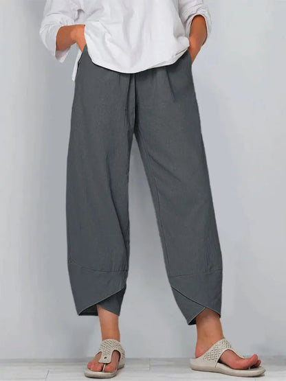 Vintage Cotton and Linen Loose Harem Pants Casual High Waist Wide Leg Trousers Women Harajuku Printed Baggy Pants Oversized