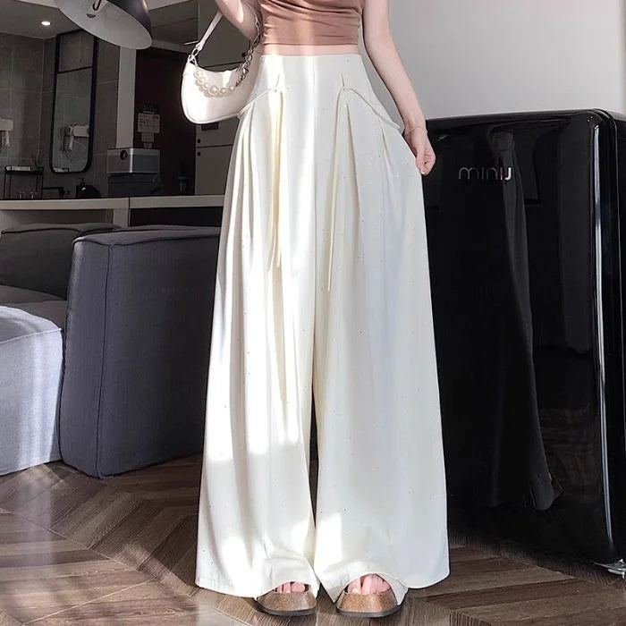 New High Waist Wide Leg Suit Pants Women Casual Loose Long Drapey Fashionable Trousers