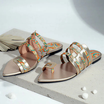Fashion Clip Toe Flat Sandals Women Sexy Pointed Toe Gladiator Slippers for Women Light Comfort Summer Shoes Sandalias De Mujer