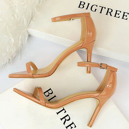 BIGTREE Shoes Women 8 Cm 11 Cm Heels Sandals Summer Women Sandals Fashion Kitten Heels Stilettos Patent Leather High Heels 2026