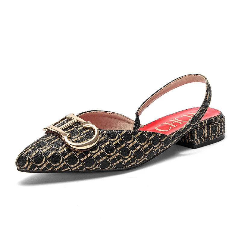 CHCH Women's Sandals 2024 New Black Pointed Flat bottomed loafers Simple Black Business Women's Shoes