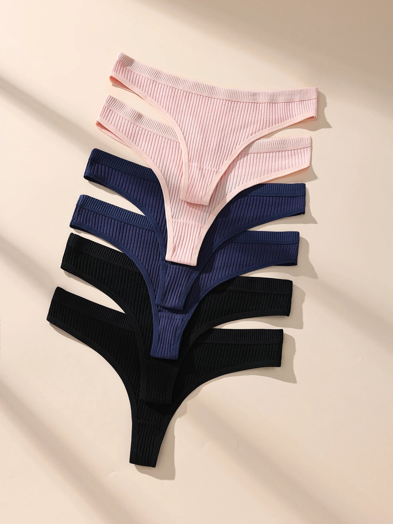 6Pcs Women's Panties Striped Briefs for Women Low-Rise Breathable Cotton Female Soft Underwear Solid Colors Ladies Underpants