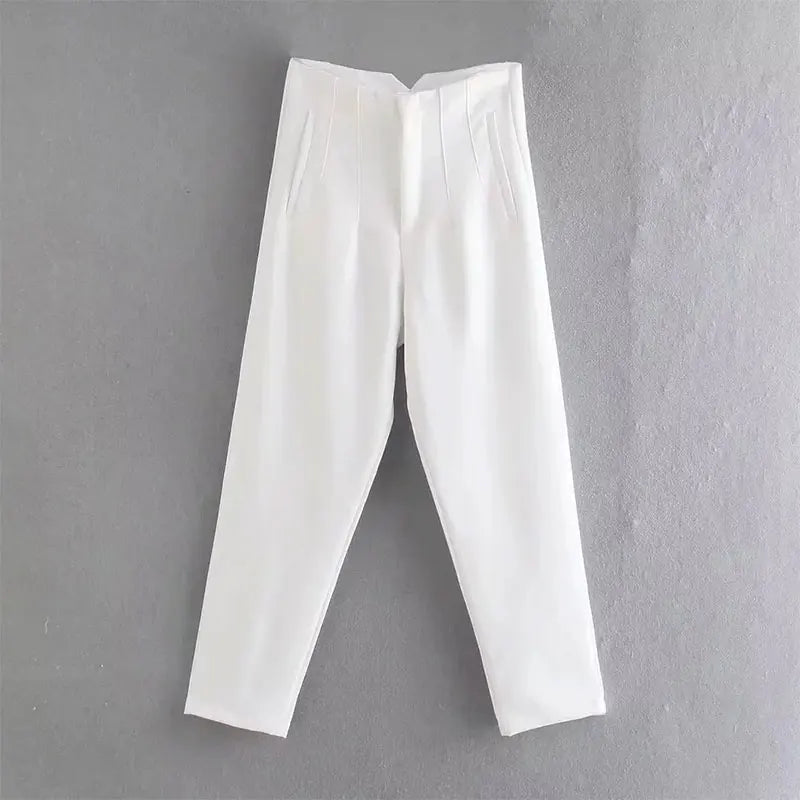 2024 Woman Solid Trouser High Waist Slim Zipper Fly Long Pants Female Wild Commute Office Lady Woman Pencil Pant Street